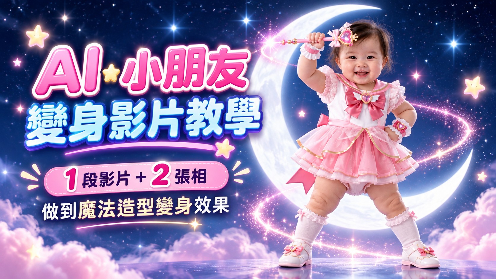 AI 小朋友變身影片教學｜1 段影片＋2 張相，做到美少女戰士 / 魔法造型（韓國大熱中）